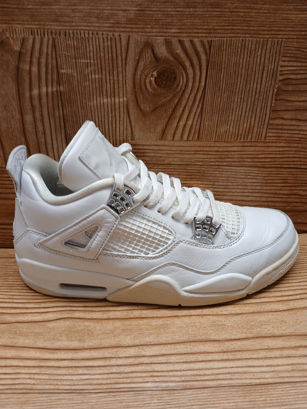 Air Jordan 4 Retro Pure Money Men's All-White/Mettallic Silver Sneakers